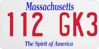MA license plate 112GK3