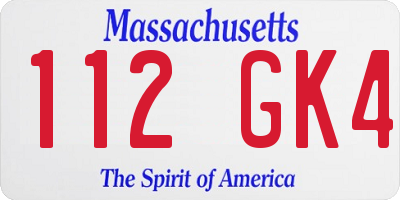 MA license plate 112GK4