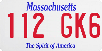 MA license plate 112GK6