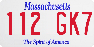MA license plate 112GK7