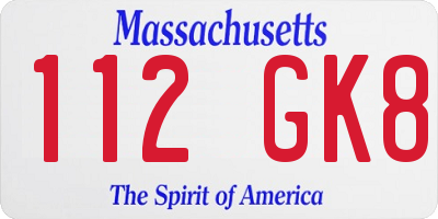 MA license plate 112GK8