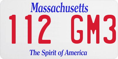 MA license plate 112GM3