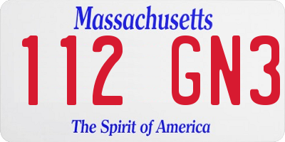 MA license plate 112GN3