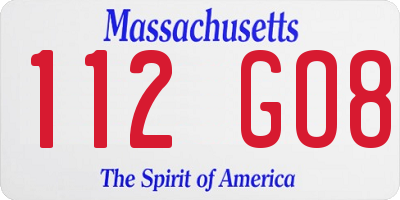 MA license plate 112GO8