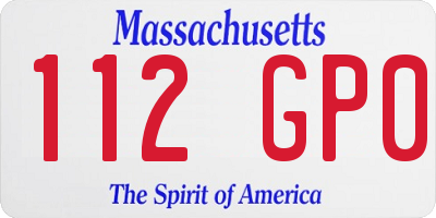 MA license plate 112GP0