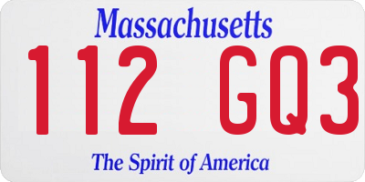 MA license plate 112GQ3