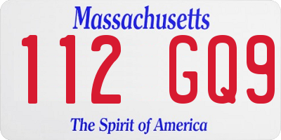 MA license plate 112GQ9