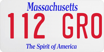 MA license plate 112GR0