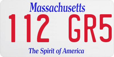 MA license plate 112GR5