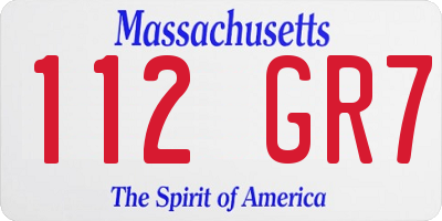 MA license plate 112GR7