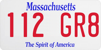 MA license plate 112GR8
