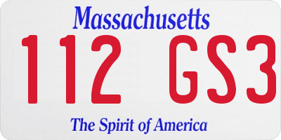 MA license plate 112GS3
