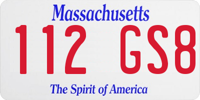 MA license plate 112GS8