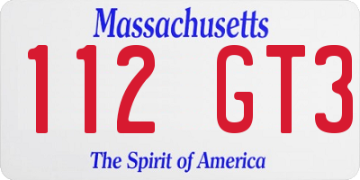 MA license plate 112GT3