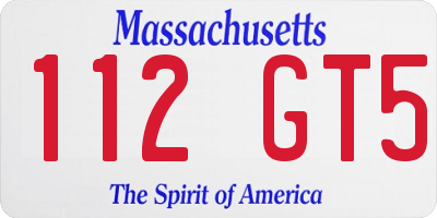 MA license plate 112GT5