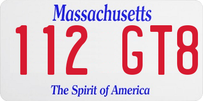 MA license plate 112GT8