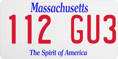 MA license plate 112GU3