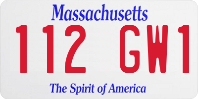 MA license plate 112GW1