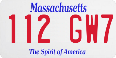MA license plate 112GW7