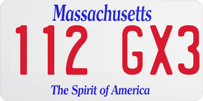 MA license plate 112GX3