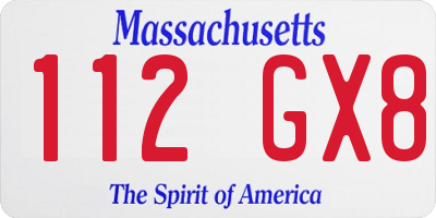 MA license plate 112GX8