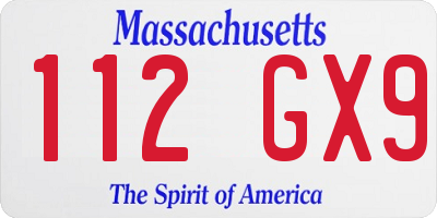 MA license plate 112GX9