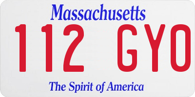 MA license plate 112GY0