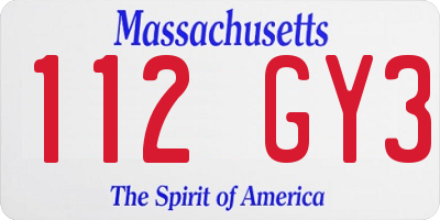 MA license plate 112GY3