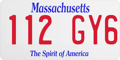 MA license plate 112GY6