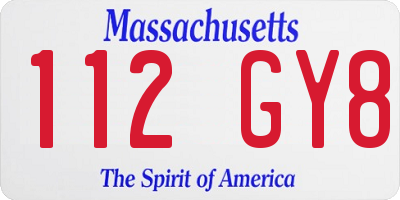 MA license plate 112GY8
