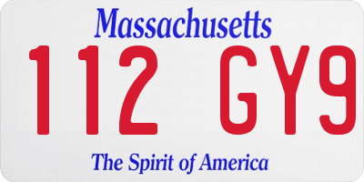 MA license plate 112GY9