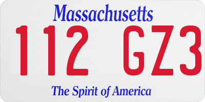MA license plate 112GZ3