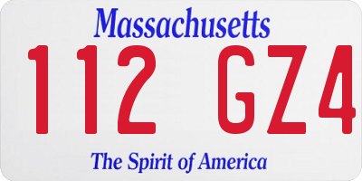 MA license plate 112GZ4