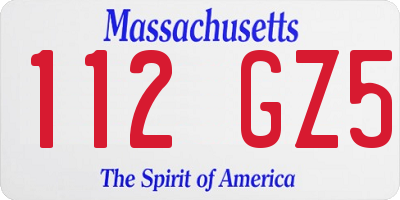 MA license plate 112GZ5