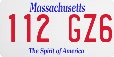MA license plate 112GZ6