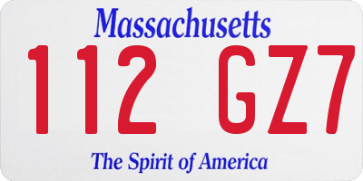 MA license plate 112GZ7