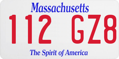 MA license plate 112GZ8