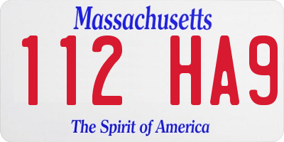 MA license plate 112HA9