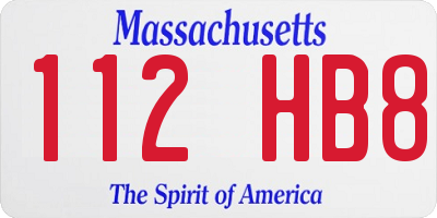 MA license plate 112HB8