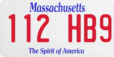 MA license plate 112HB9
