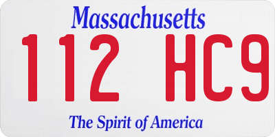 MA license plate 112HC9