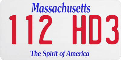 MA license plate 112HD3