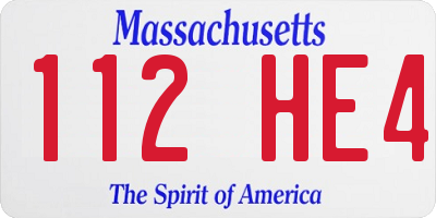 MA license plate 112HE4