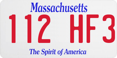 MA license plate 112HF3