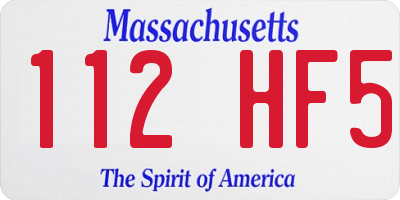 MA license plate 112HF5
