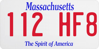 MA license plate 112HF8