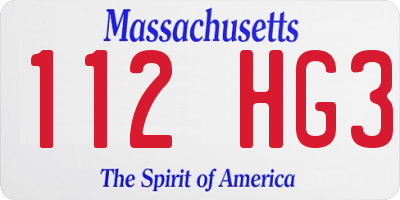 MA license plate 112HG3