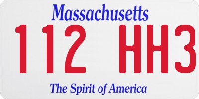 MA license plate 112HH3