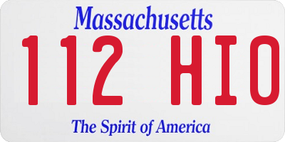 MA license plate 112HI0