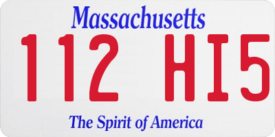 MA license plate 112HI5